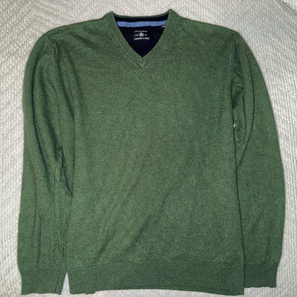A.W. Dunmore Men’s Silk & Cashmere V-Neck Sweater - Green - Size 56 (XL)